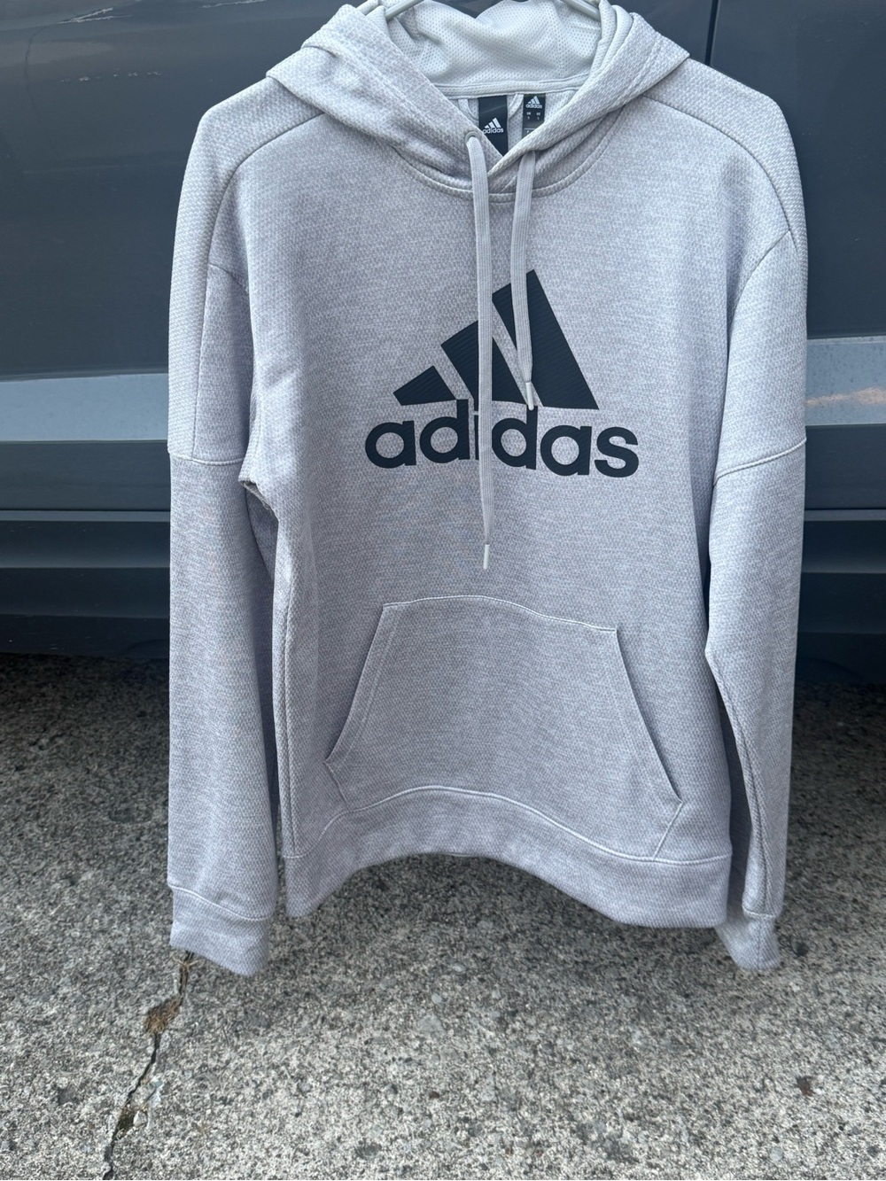 adidas Light Gray Pullover Hoodie with Black Logo
